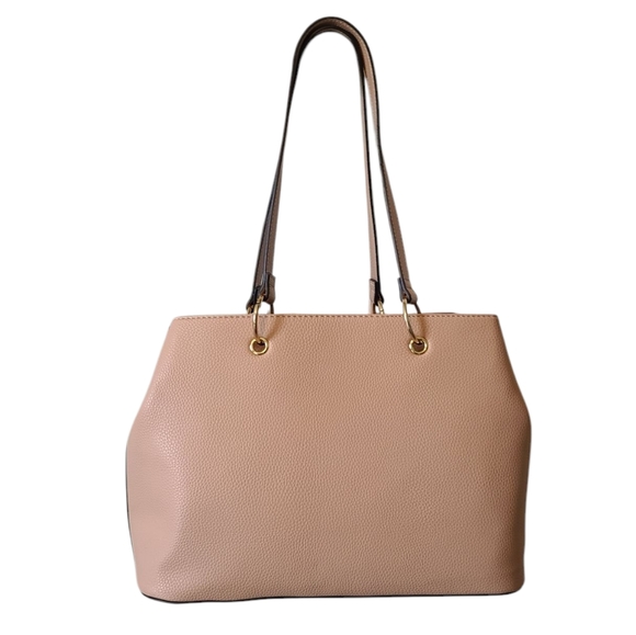 ALDO Vegan Leather Tote With Gold Chain Detail Tan Purse - Picture 2 of 16